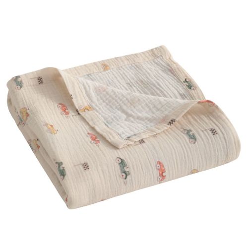 2-Layer Muslin Cotton Toddler Blanket, Skin-Friendly Breathable Swaddle Blanket for Crib & Stroller - NTBAY