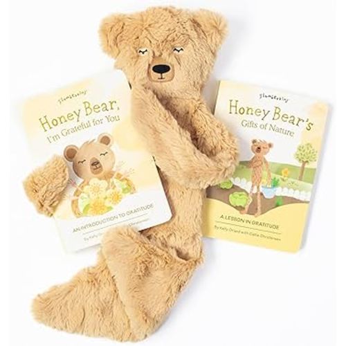 Slumberkins Honey Bear Snuggler & 2 Board Books Complete Set Bundle | Promotes Gratitude, Respect & Sharing | Social Emotional Tools for Ages 0+ (Honey Bear Snuggler Plush + 2 Board Books)