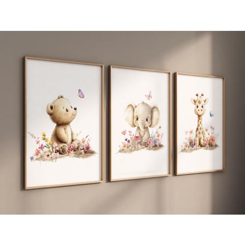 Flower Animals Nursery Art Prints: Baby Room Decor