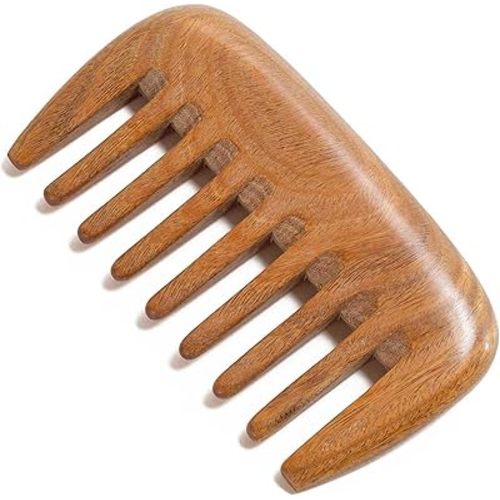 Wooden Comb, Green Sandalwood Comb for Women Men, Wood Wide Tooth Comb, Wood Hair Comb, Hair Growth, Massage Scalp, Natural Material, Portable, 3.7x2 Inch
