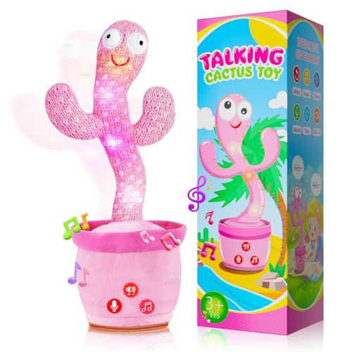SANJOIN Dancing Talking Cactus Toy for Baby Toddler, Volume Adjustable, Mimicking, Recording, Singing English Songs, Tummy Time Toys –Baby Toys Girls Gifts