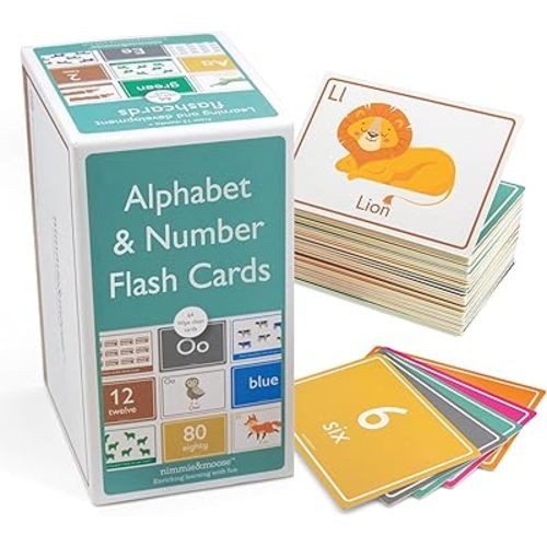 Nimmie & Moose Alphabet Flash Cards for Toddlers 1-3 | Extra-Thick Toddler Flash Cards | Learn Numbers, Letters, Colors, Animals & Play Games - Color Flashcards for Toddlers 1-3+