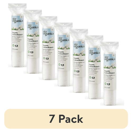 (7 pack) Sky Organics Cruelty-Free 100% Biodegradable Cotton Rounds, 100 Count