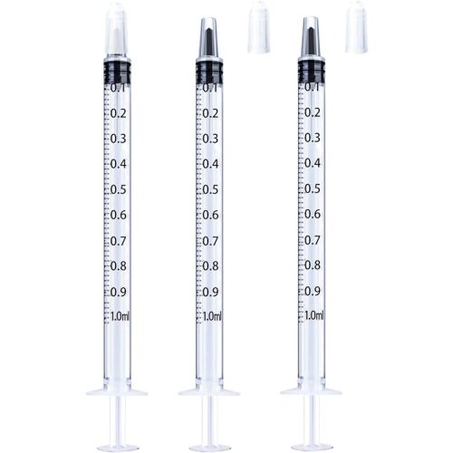 50 Pack 1ml Syringes with caps for Liquid, Oral, Colostrum Collector Feeding without Needle, Individually Wrapped