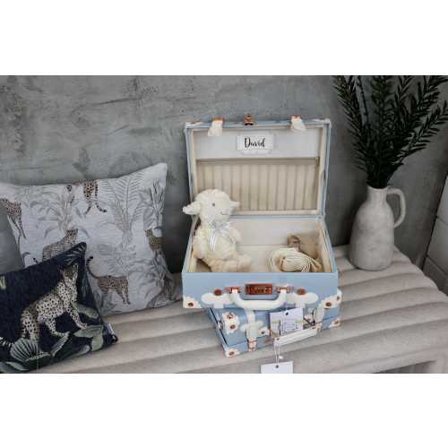 Baby keepsake trunk. Azul Blue Collection. Keepsake suitcase. Designed in Spain.
