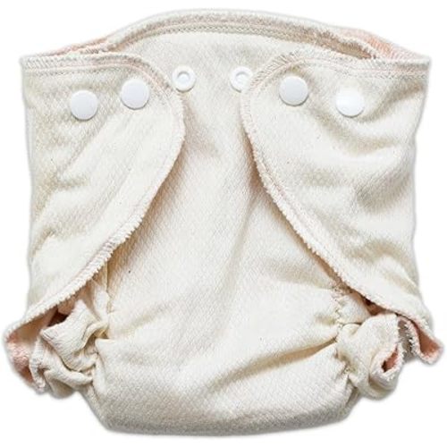 Osocozy Fitted Organic Diaper, 100% GOTS Certified Organic Cotton Birdseye Weave Fabric. Soft and Absorbent. Easy Snap Closures. Sewn in the USA. (Size: Small 7-13 Lbs)