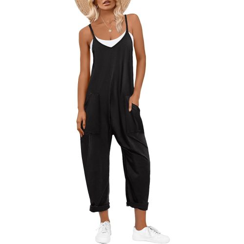 ANRABESS Jumpsuits for Women Casual Summer Overalls Sleeveless Spaghetti Strap Romper Jumpers Trendy Beach Vacation Outfits