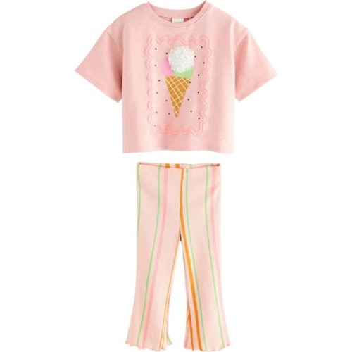 Kids' Cotton Graphic Sweatshirt & Stripe Leggings Set, 12-18M