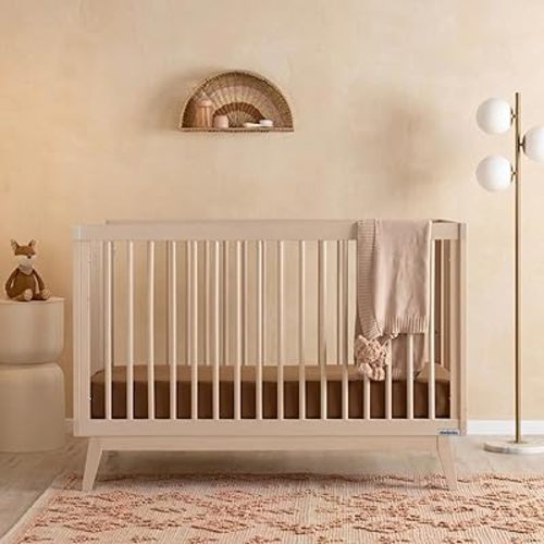dadada Baby Soho 3-in-1 Convertible Wooden Crib to Toddler Bed - Made in Italy, GREENGUARD Gold Certified, Baby-Safe Finish, Handcrafted Beechwood, Modern Look, 3 Adjustable Heights (Washed Beechwood)
