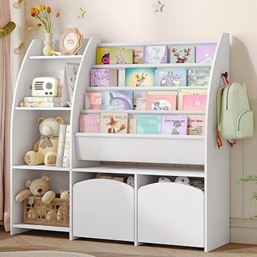 Hzuaneri Toy Storage Organizer, Large Kids Bookshelf with 4 Open Cubbies