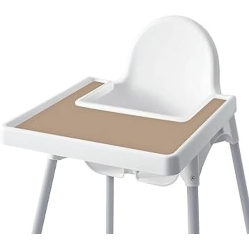High Chair Placemat for IKEA Antilop Baby High Chair, Silicone Placemats, High Chair Tray Finger Foods Placemat for Boys and Girls, Babies, Toddlers (Natural)