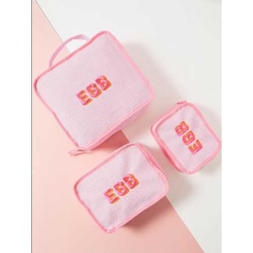 Seersucker Packing Cubes (Set Of 3) // Personalized Stacking Set, Travel Packing Cube Set, Travel Sets, Shower Gift, Baby Gift, Embroidered
