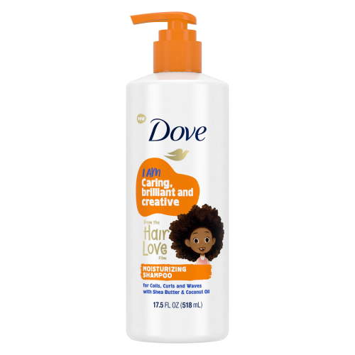 Dove Kids Care Shampoo for Coils, Curls and Waves Hair Love Kids Shampoo Infused with Coconut Oil and Shea Butter, 17.5 fl oz