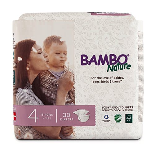 Bambo Nature Eco Friendly Premium Baby Diapers for Sensitive Skin, Size 4 (15-40 Lbs), 30Count