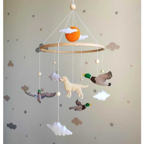 Golden Retriever Nursery Mobile – Mallard Duck Hunting & Woodland Baby Mobile – Gender Neutral Crib Decor