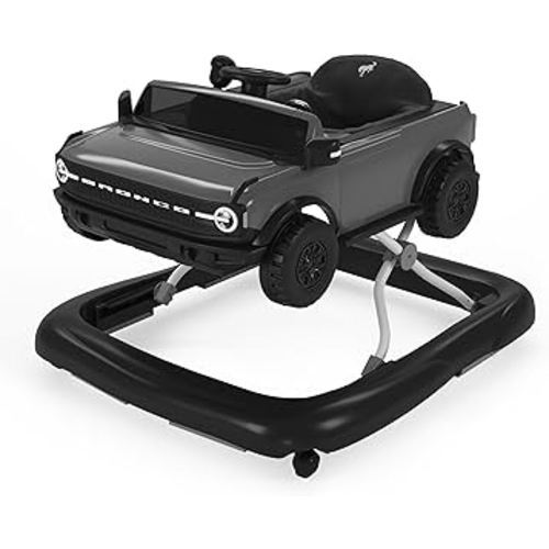 Bright Starts Ford Bronco 4-in-1 Blue Grey Baby Activity Center & Push Walker with Removable Interactive Steering Wheel -Toy, 6 Months and up
