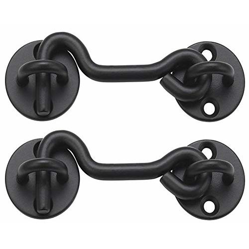 Raswik (2 Pack) 4" Privacy Hook and Eye Gate Door Latch for Sliding Barn Door, Black