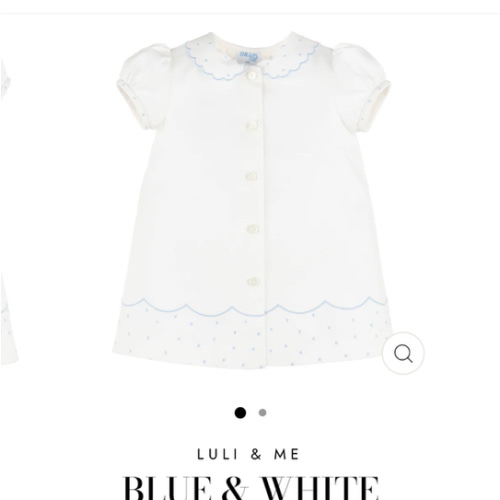 Blue & White Scalloped Day Gown