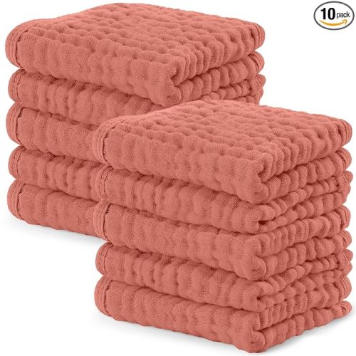 Comfy Cubs Muslin Baby Washcloths 10 Pack - 10"x10"