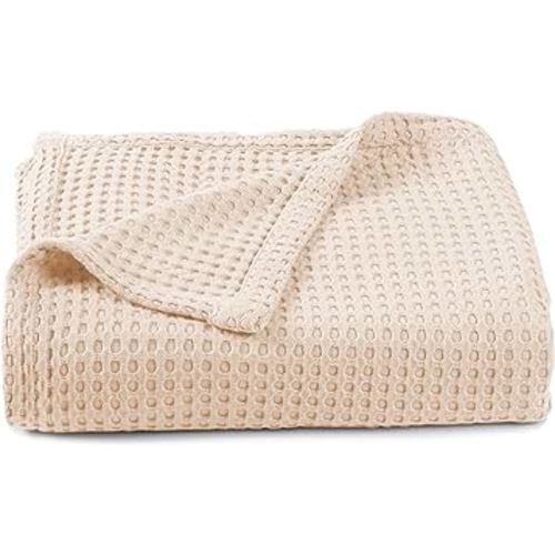 Kloovete 36” X 40” Inches Baby Waffle Weave Blanket, Ultra-Soft Receiving Blanket for Newborn, Breathable Swaddle Blanket for Boys and Girls Throw Blankets (Oat)