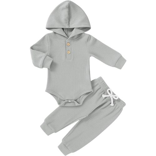 YOUNGER TREE Newborn Baby Boy Girl Clothes Hooded Long Sleeve Romper Pants Set Solid Ribbed Infant Fall Winter Outfits