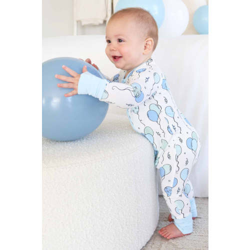 Party Time Convertible Zip Romper in Blue | Caden Lane