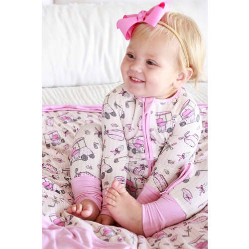 Convertible Zip Romper in Caddie Crew Pink | Caden Lane