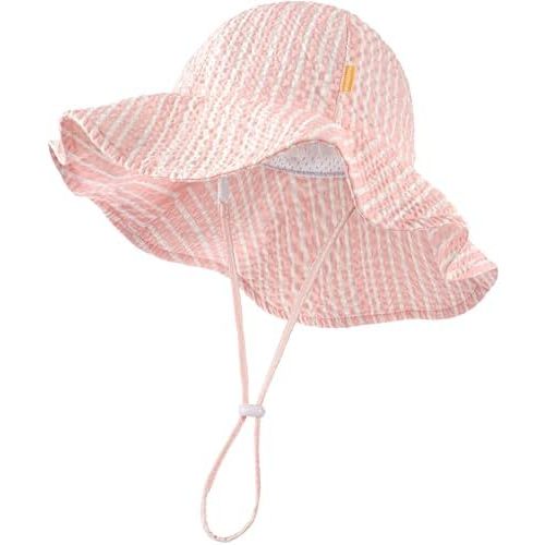HONGTEYA Baby Sun Hat Toddler Girl Beach Hat Adjustable Outdoor Summer Hat UPF 50+ Sun Protection Wide Brim Infant Kids