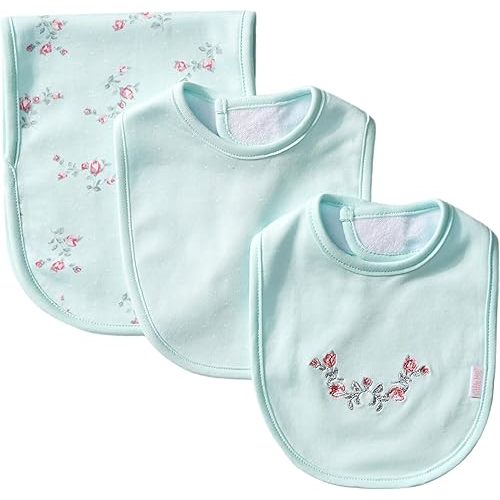 Little Me Clothes for Baby Boys’ and Girls’ 2 Bibs and 1 Burp Cloth Set, Soft Cotton Feeding Essentials with Velcro Closures