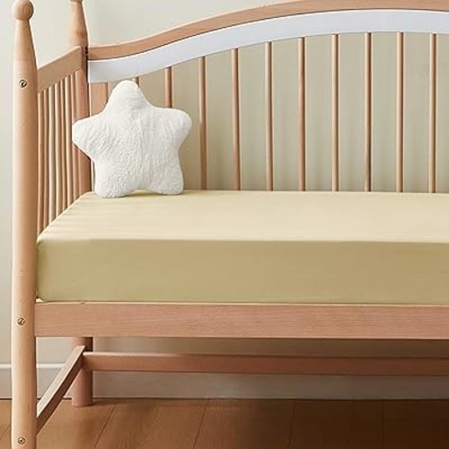 KKJIAF 1 Pcs Khaki Baby Crib Sheets, Fitted Crib Sheet for Boys Girls - 28x52x8 Inches Viscose Derived from Bamboo, Breathable & Soft