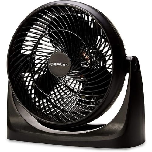 Amazon Basics Air Circulator Fan, Desk Fan for Bedroom, Home and Office, With 90-Degree Tilt Head, 3 Speed Settings, Lightweight (4.2 LBS), 70 Watts, Black, 14.8"Wx7.6"Dx14.1"H