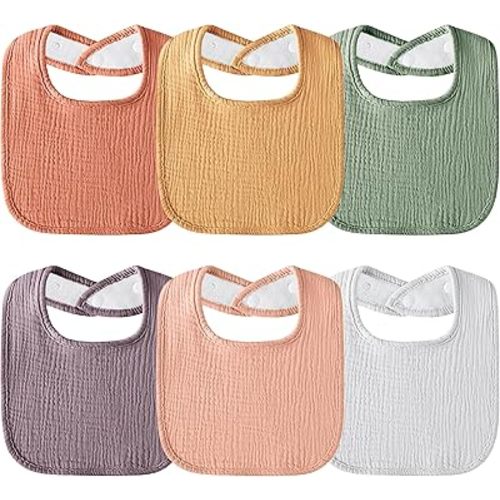 Muslin Baby Bibs 6-Pack Baby Drool Bandana Bibs for Baby Girls Boys Infant Newborn Toddler Drooling and Teething