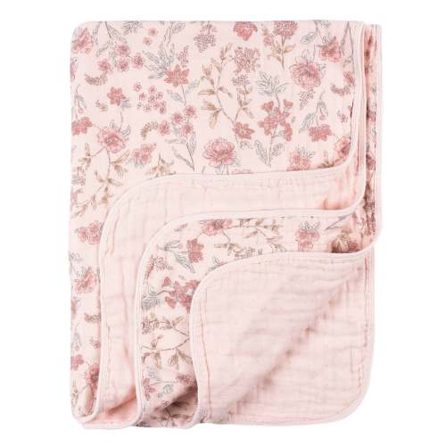 Baby Girls Pink Floral Muslin Blanket