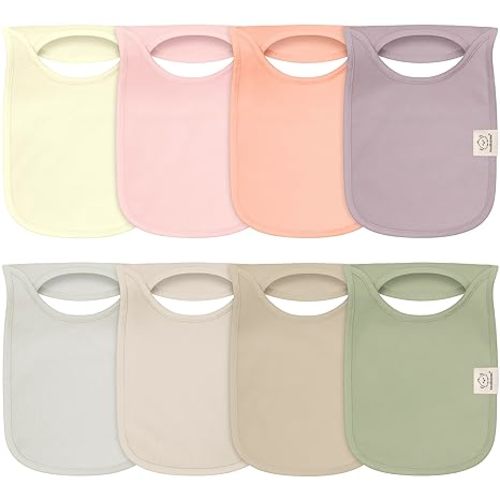 KeaBabies 8-Pack Bibs for Baby Girl, Boy - Pullover Large Baby Bibs for Drooling and Teething Infant, Newborn, Soft & Absorbent Organic Cotton, Long Torso Coverage Keep Toddler Clean & Dry (Embrace)