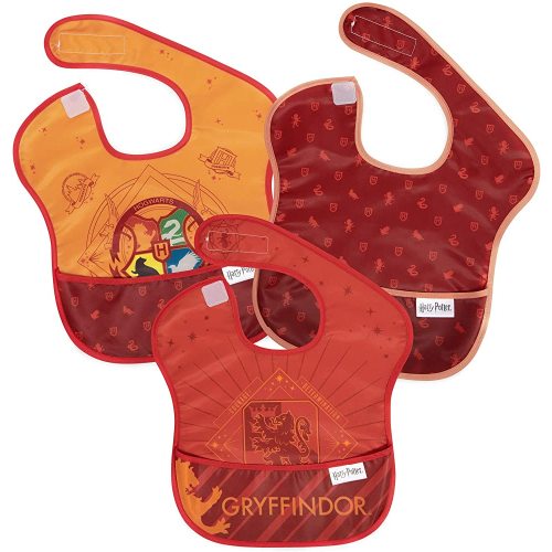 Bumkins SuperBib, Baby Bib, Waterproof Fabric, Fits Babies and Toddlers 6-24 Months - Harry Potter Gryffindor (3-Pack)