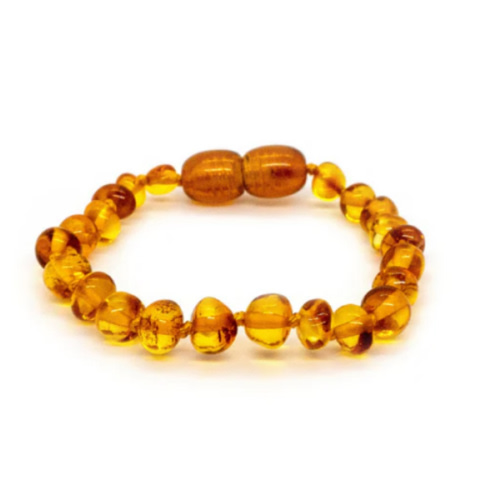Polished Honey Baltic Amber Bracelet for Baby, Infant, Toddler 5.5"