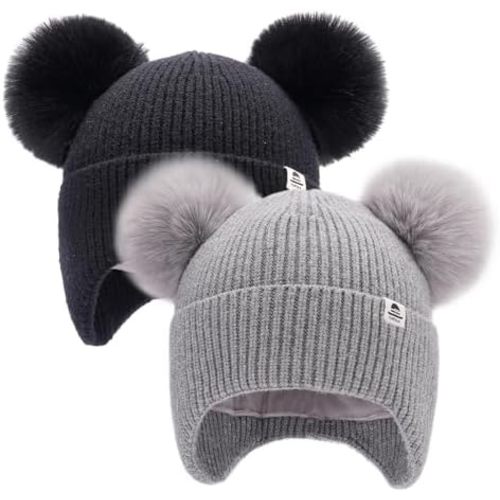 FURTALK Baby Winter Hat Pom Pom Beanie with Fleece Lined Toddler Warm Cap