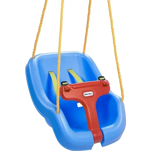 Little Tikes Snug 'n Secure Blue Swing with Adjustable Straps, 2-in-1 for Baby and Toddlers Ages 9 Months - 4 Years