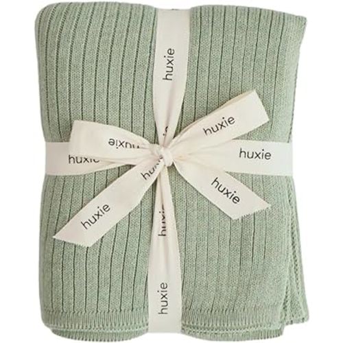 Knitted Organic Cotton Baby Blanket- Swaddle Blanket, 30" x 40" Soft Receiving Blanket for Newborn (Roman Green)