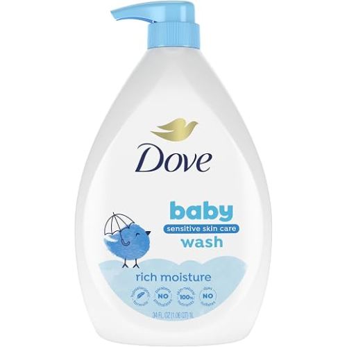 Baby Dove Sensitive Skin Hydrating Body Wash, Tear-Free & 34oz | For sensitive baby skin, Helps gently cleanse skin, With fragrance-free care, For bath time, Tear-free formula