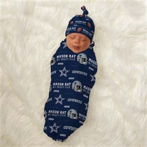 Dallas Cowboys Personalized NFL Baby Hat & Receiving Blanket Set