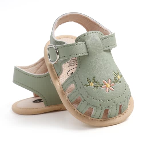 GDSDYM Infant Baby Girls Summer Sandals with Flower Bowknot Soft Sole Wedding Dress Flats Newborn First Walkers Crib Dress Shoes