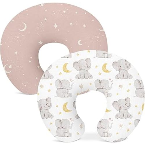 Nursing Pillow Covers 2 Pack, Breastfeeding Pillow Slipcovers Soft and Stretchy, Nursing Covers for Baby Girls Boys Newborn