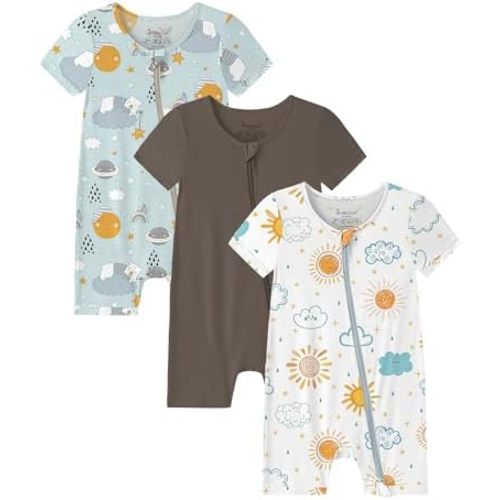 Jimonda Unisex Bamboo Baby Short Romper 3-Pack