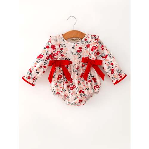 Fall Floral Baby Girl Romper Ruffle Bow Long Sleeve – Rylee Faith Designs