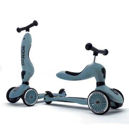 Scoot & Ride 2-in-1 Ride-On and Stand Push Kids Scooter, for Toddlers Aged 1 to 5, Highwaykick 1, Adjustable Seated or Standing Ride-On Toy, Steel