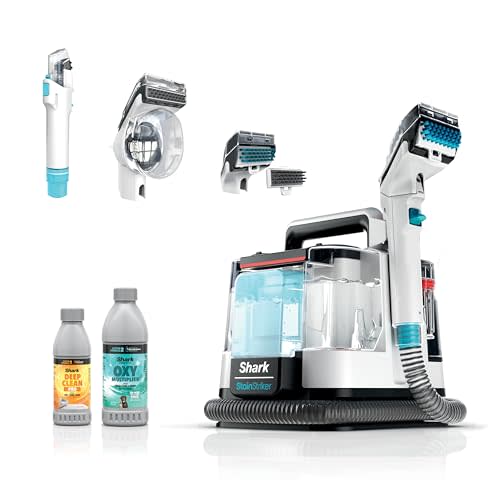 Shark StainStriker Portable Carpet/Upholstery Cleaner, 3 Tools, PX201 | For Carpet, Upholstery & Area Rugs, Stain & Odor Remover, Deep Clean Pro & OXY Formulas, 3.5" Stain, Crevice & Pet Mess Tools