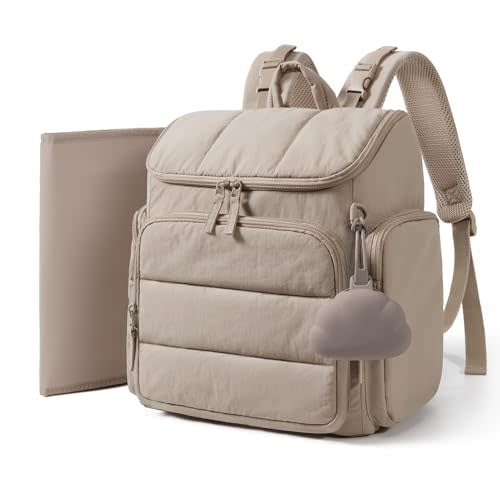 mommore Diaper Bag Backpack, Baby Bag with Waterproof Changing Pad and Stroller Straps for Toddler, Diaper Backpack for Mom Dads with Insulated Pockets & Pacifier Case, Baby Essential, Brown