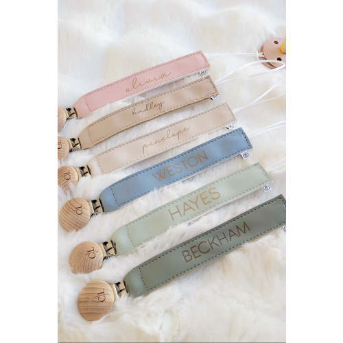 Personalized Leather Pacifier Clip | All Colors