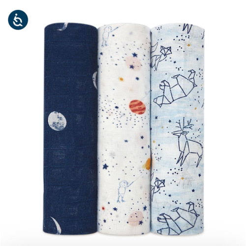 Dark Blue Star Print Swaddle 3pk | aden + anais